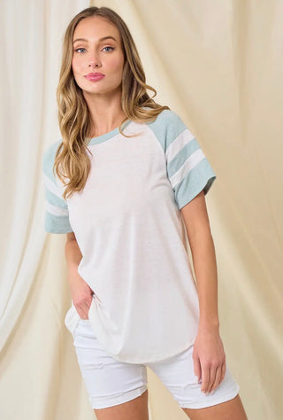 Sage/White Baseball Tee