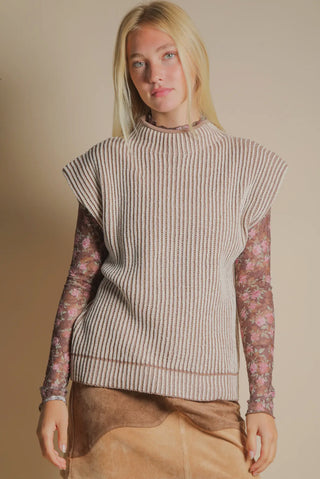 Mocha Ribbed Sweater Top