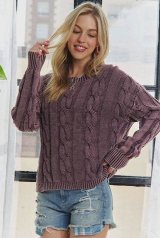 Plum Mineral Wash Sweater