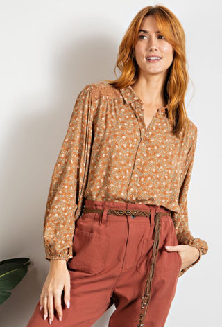 Latte Floral Blouse