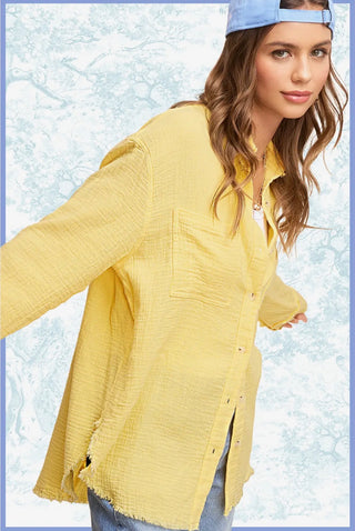 Lemon Gauze Button Down