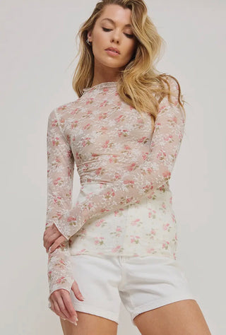 Blushing Blooms Sheer Top
