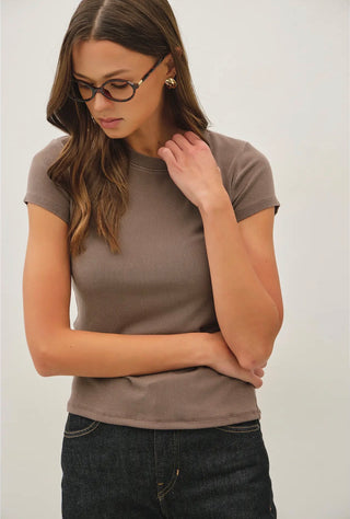 Brown Ribbed Crewneck