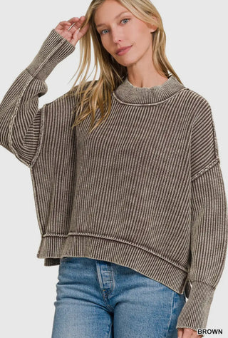 Oversized Brown Ribbed Sweater