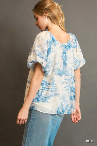 Classic Blue Toile Top