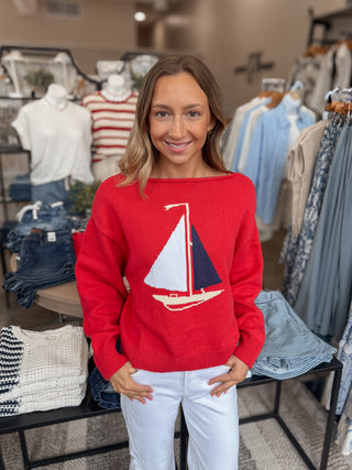 Nautical Charm Boatneck Sweater