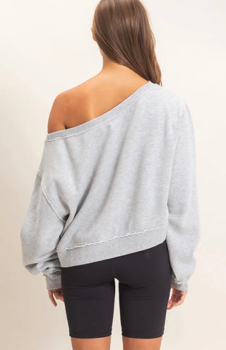 Grey Off Shoulder Sweatshirt