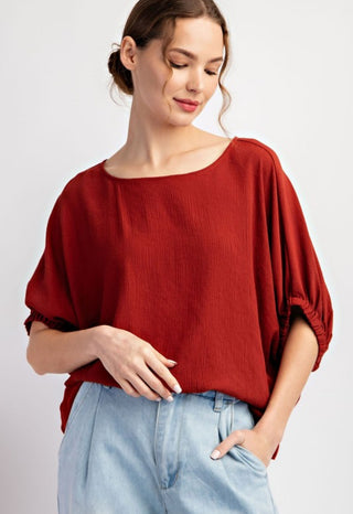 Rust Dolman Sleeve Blouse