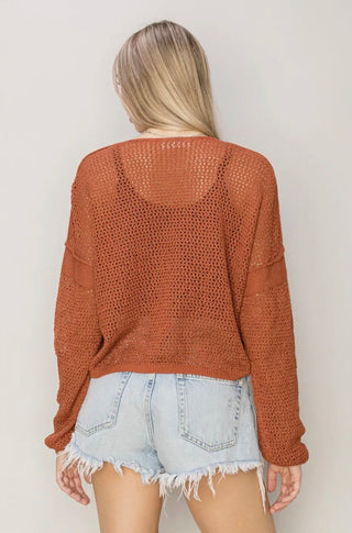 Rust Open Knit Sweater