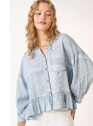 Chambray Paisley Button Down