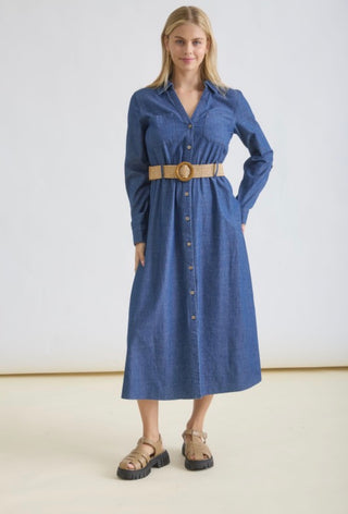 Dark Denim Midi Dress  Peyton & Peppy Boutique
