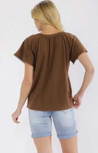 Coffee Scallop Blouse