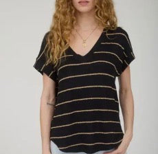 Black Stripe V-Neck
