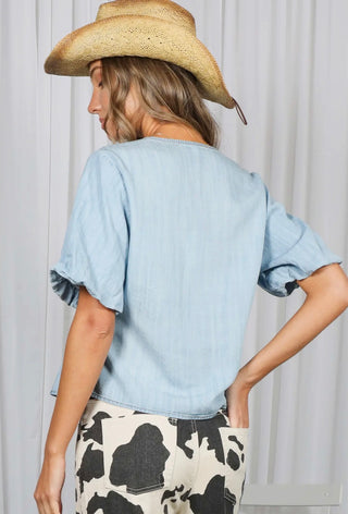 Light Denim Babydoll Blouse