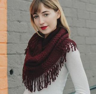 Pointelle Fringe Infinity Scarf
