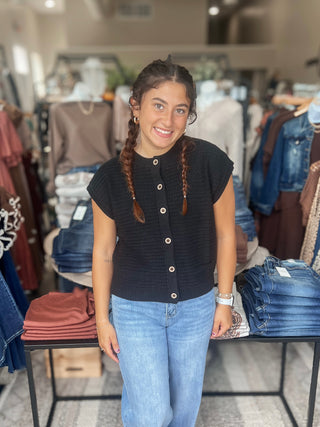 Black Short Sleeve Cardigan