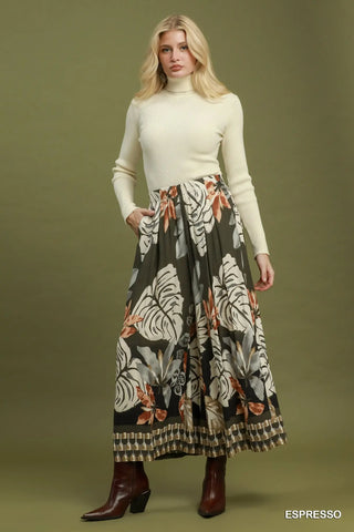 Espresso Botanical Wide Leg Pant