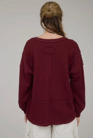 Cabernet Patchwork Knit Top