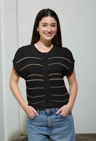 Black Multi Stripe Cardigan