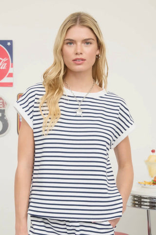 Navy Stripe Top