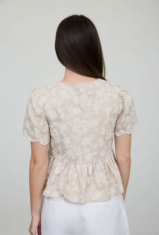 Embroidered Peplum Top