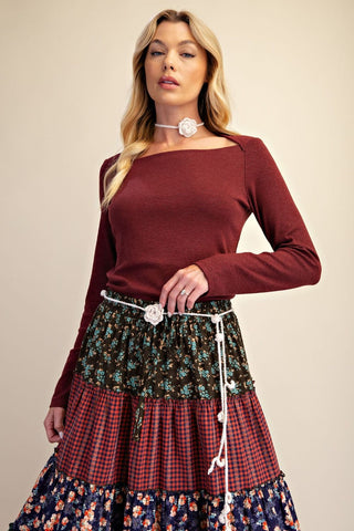 Merlot Square-Neck Top