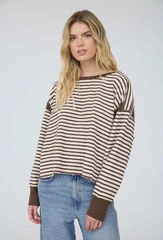 Mocha Stripe Contrast Top