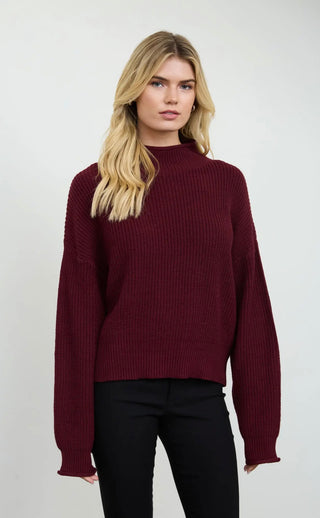 Burgundy Mock Neck Sweater