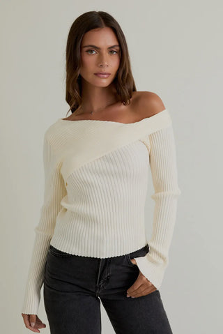 Ivory One Shoulder Sweater