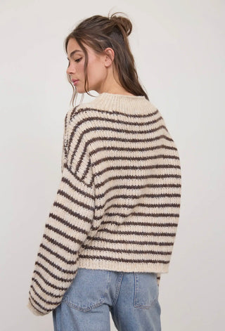 Natural Rolled Edge Stripe Sweater