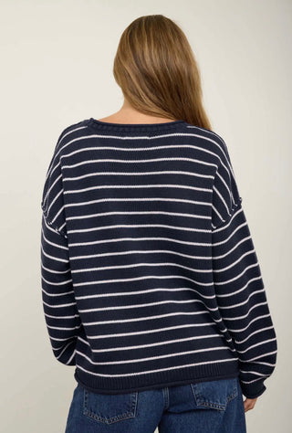 Navy Stripe Crewneck Sweater