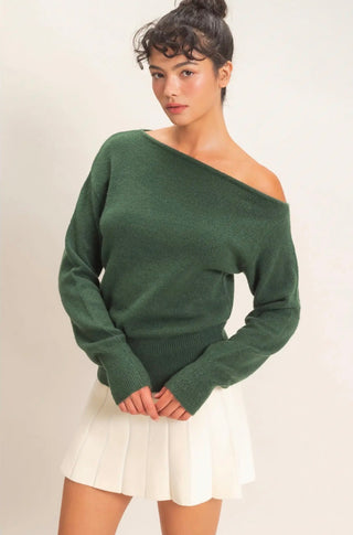 Green Off Shoulder Sweater