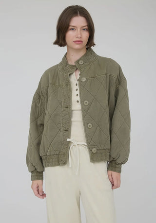 Olive Washed Quilted Jacket