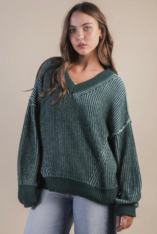 Forest Cozy Contrast Sweater