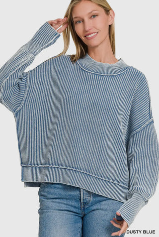 Oversized Blue Ribbed Sweater