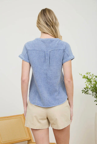 Henley Chambray Top