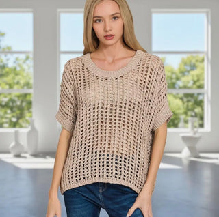 Ash Mocha Crochet Sweater