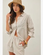 Khaki Stripe Button Down