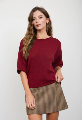 Burgundy Raw Edge Sweater