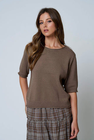 Mocha Raw Edge Sweater