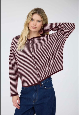 Burgundy Stripe Cardigan