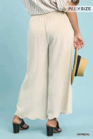 Curvy Oatmeal Linen Pant