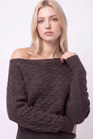 Chocolate Off Shoulder Sweater