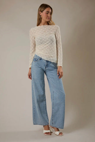 Ivory Lace Ruched Top
