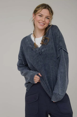 Mineral Washed Navy Sweater