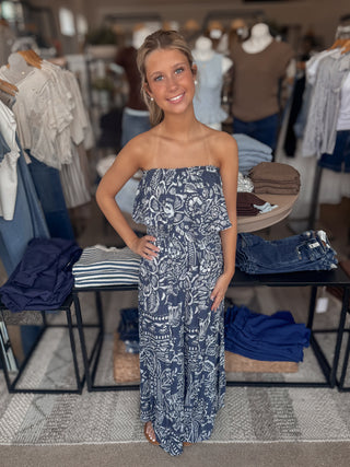 Printed Strapless Jumpsuit