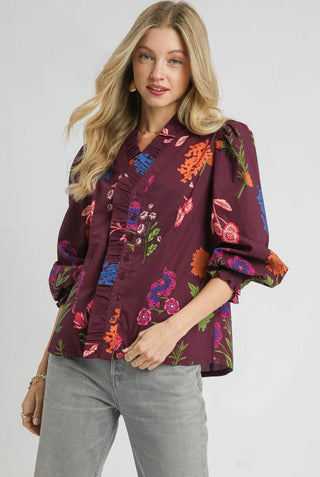Plum Floral Mix Blouse