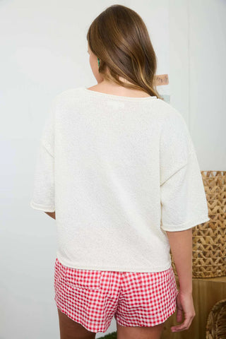 Cream Raw Edge Sweater