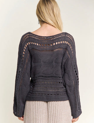 Charcoal Open Knit Sweater