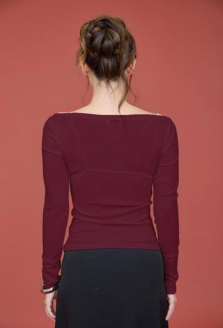 Burgundy Sheer Knit Top